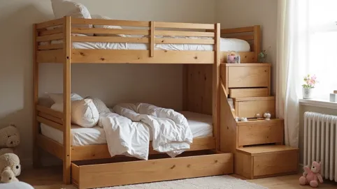 łóżko piętrowe ze schodami