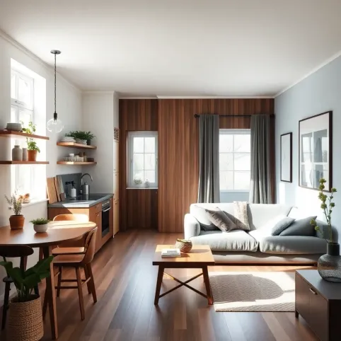 Małą kuchnia otwarta na salon