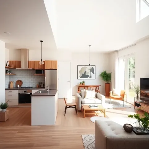 Mała kuchnia z salonem