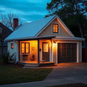 Mały dom z poddaszem użytkowym i garażem