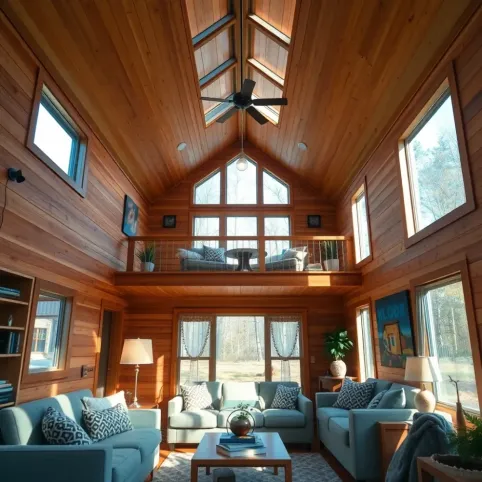 Mały dom z wysokim salonem