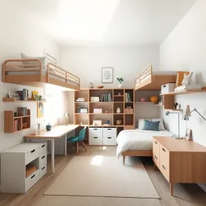 Mały pokój dla rodzeństwa w różnym wieku