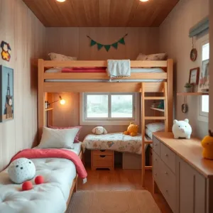 Mały pokój dziecięcy z łóżkiem piętrowym