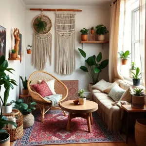 Mały salon w stylu boho