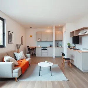 Mały salon z aneksem kuchennym