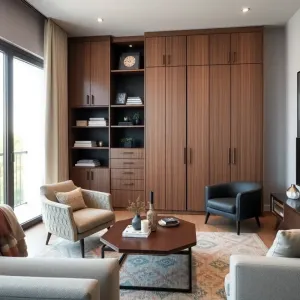 Mały salon z dużą szafą
