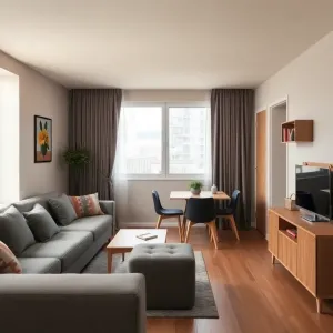 Mały salon z jadalnią w bloku