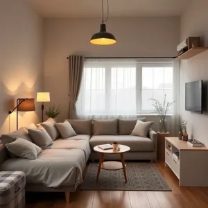 Mały salon z sypialnią w jednym