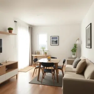 Mały salon ze stołem i wypoczynkiem