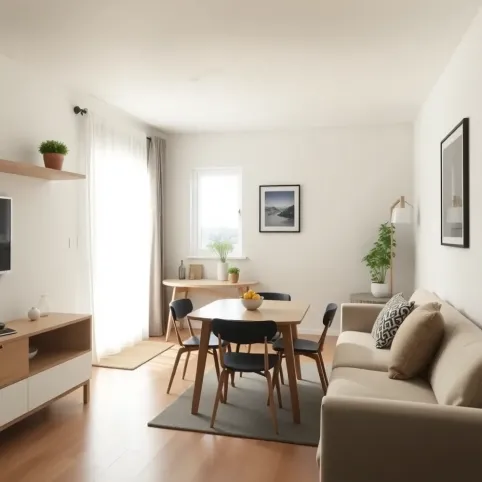 Mały salon ze stołem i wypoczynkiem