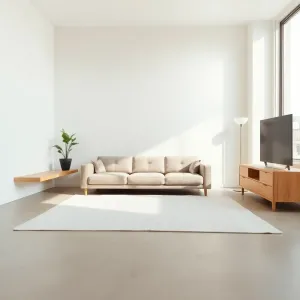 Minimalistyczny salon w bloku