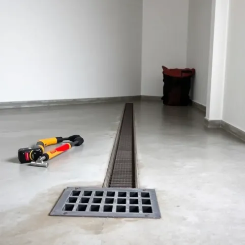 Montaż odpływu liniowego w garażu