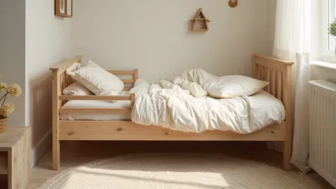 niskie łóżko dla dziecka z barierką