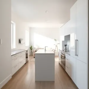 Nowoczesna mała kuchnia otwarta na salon