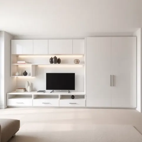 Nowoczesna meblościanka do salonu z szafą