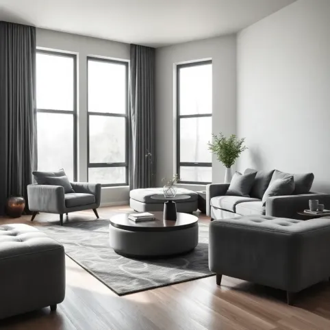 Nowoczesne szare meble do salonu