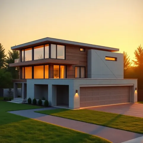 Nowoczesny dom piętrowy z garażem dwustanowiskowym