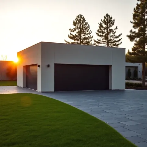 Nowoczesny garaż z płaskim dachem