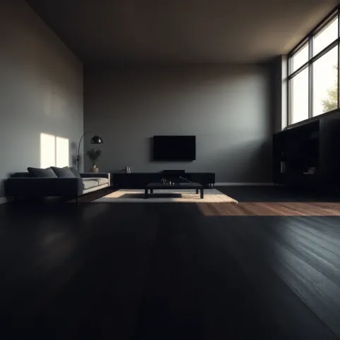 Nowoczesny salon z ciemną podłogą
