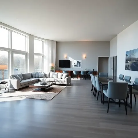 Nowoczesny salon z jadalnią aranżacje