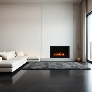 Nowoczesny salon z kominkiem