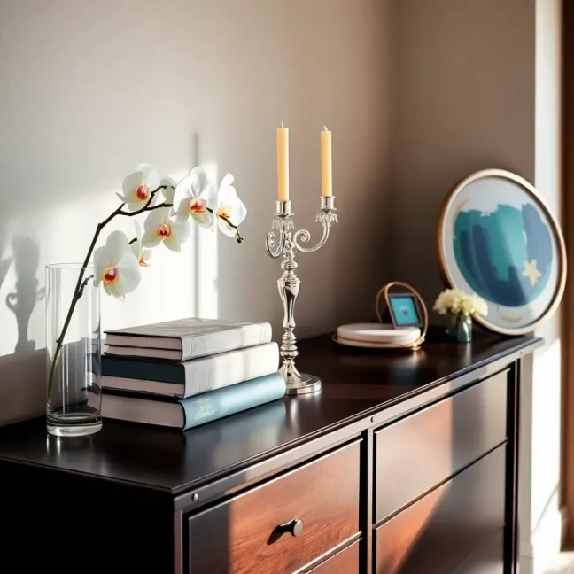 Ozdoby na komodę w salonie