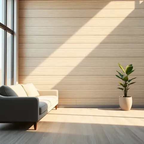 Panele podłogowe na ścianie w salonie