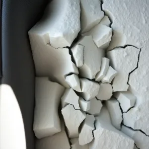 Pęknięty styropian w foteliku samochodowym