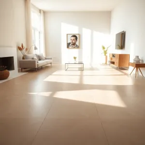 podłoga z kafli w salonie