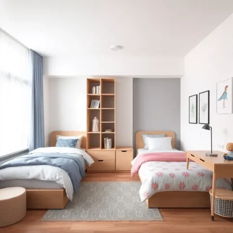 Pokój dla chłopca i dziewczynki w bloku