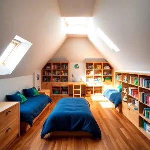 Pokój dla dwóch chłopców na poddaszu