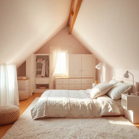 Pokój dla dziewczynki na poddaszu aranżacje