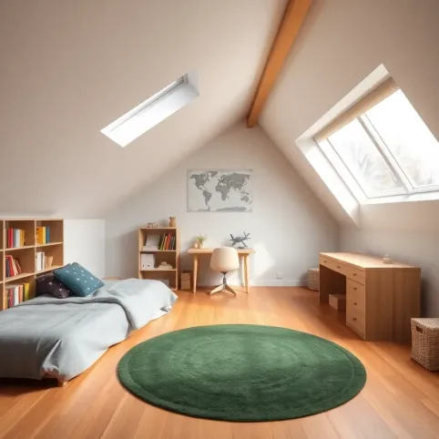 Pokój dziecięcy na poddaszu dla chłopca