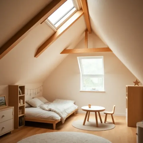Pokój dziecka na poddaszu ze skosami