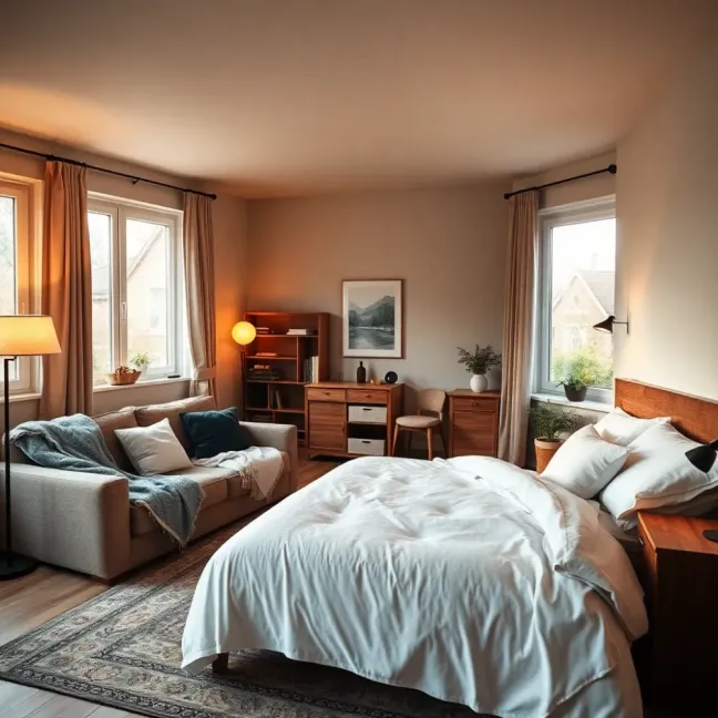 Pokój dzienny z sypialnią