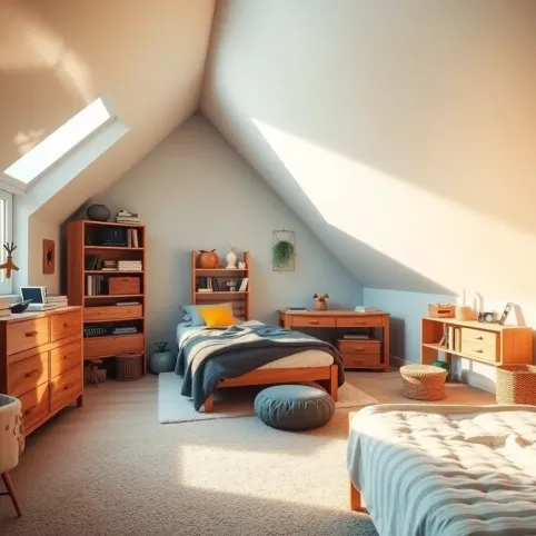 Pokój młodzieżowy dla chłopca na poddaszu