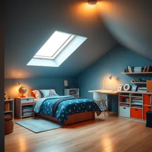 Pokój na poddaszu dla chłopca 10 lat