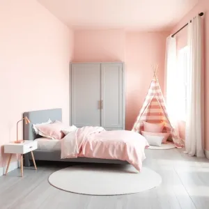 Pokój różowo szary dla dziewczynki