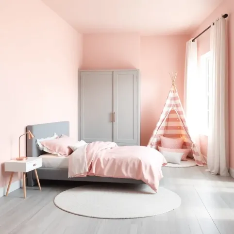 Pokój różowo szary dla dziewczynki