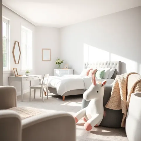 Pokój szaro biały dla dziewczynki