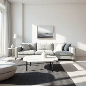 Pokój w odcieniach szarości i bieli