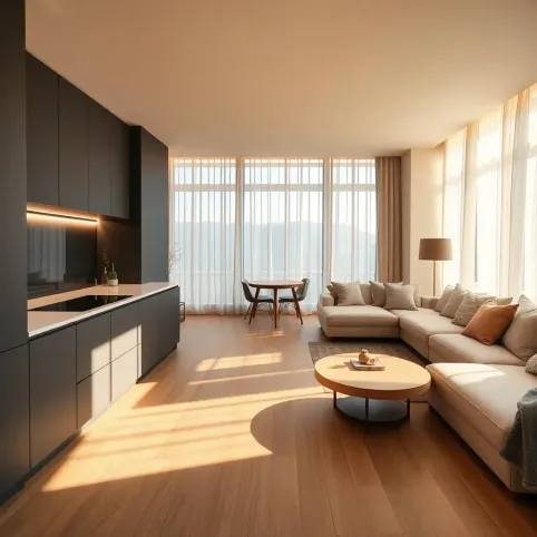 Połączenie kuchni z salonem w bloku