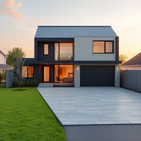 projekt domu na wąską działkę 18 m z garażem