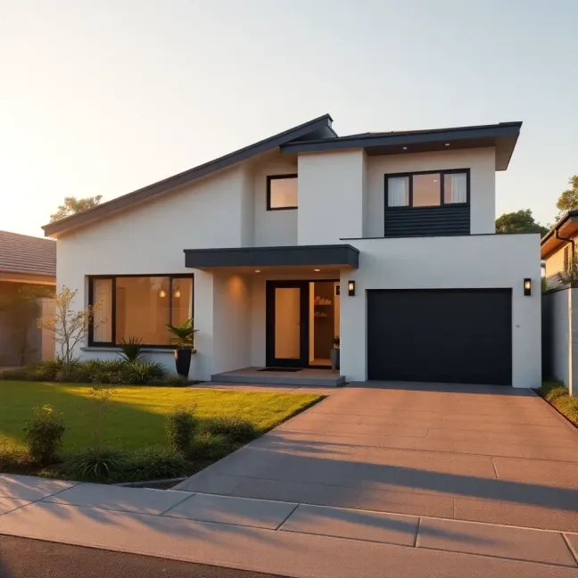 Projekt domu parterowego na wąską działkę 20m z garażem