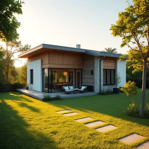 Projekt domu parterowego w kształcie litery L bez garażu