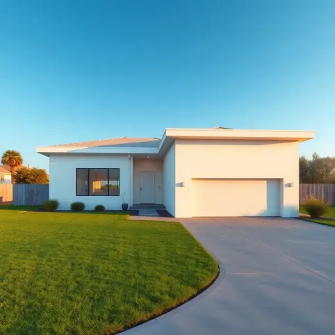 Projekt domu w kształcie litery L parterowy z garażem