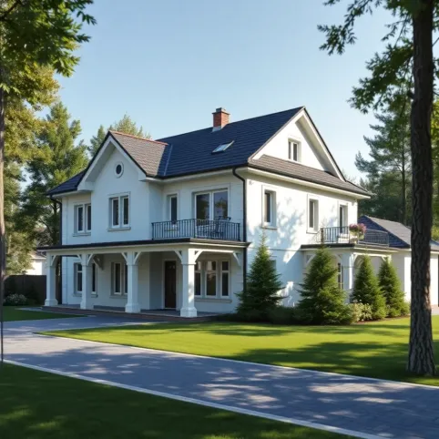 Projekt domu z dachem dwuspadowym i garażem dwustanowiskowym