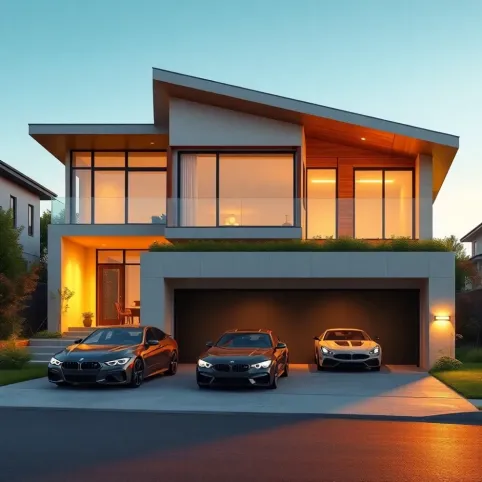 projekt domu z garażem 4stanowiskowym