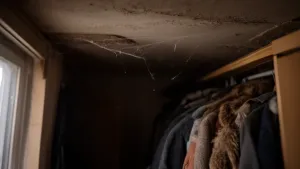 Przestrzeń między szafą a sufitem