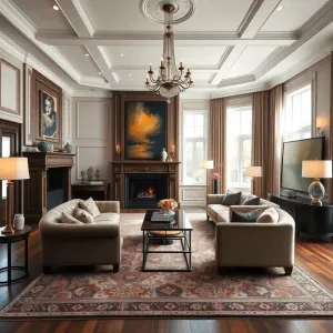 Salon styl klasyczny z nowoczesnym